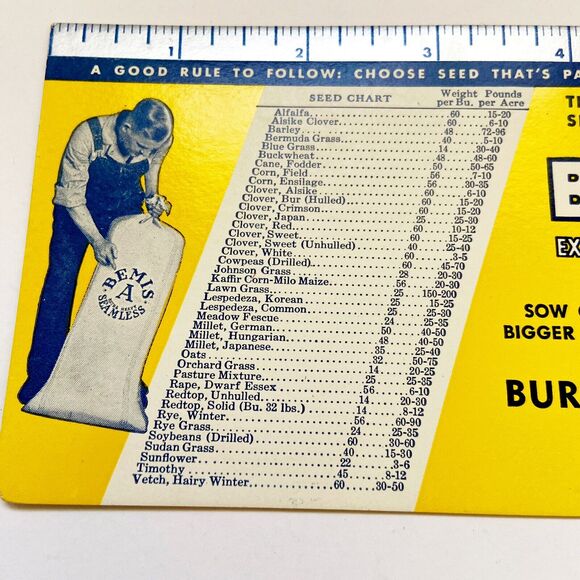 Farming Seed Store Agriculture Seed Chart Ink Blotter Bemis Dalton NY New York - Picture 2 of 5